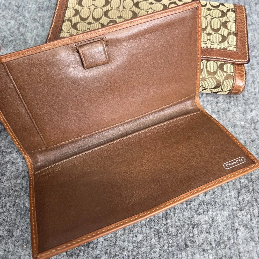 Coach Snap Closure Signature C Wallet Fabric with Leather Trim VTG y2k